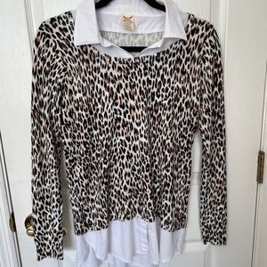 FADED GLORY Animal print long sleeve layered look shirt top size S (4-6)